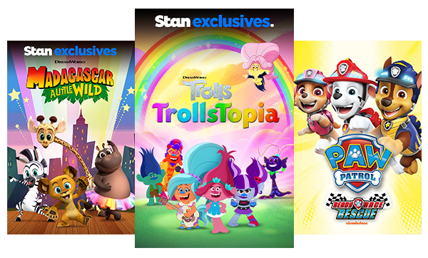 TV shows and movies for kids like Madagascar: A Little Wild, TrollsTopia and Paw Patrol.