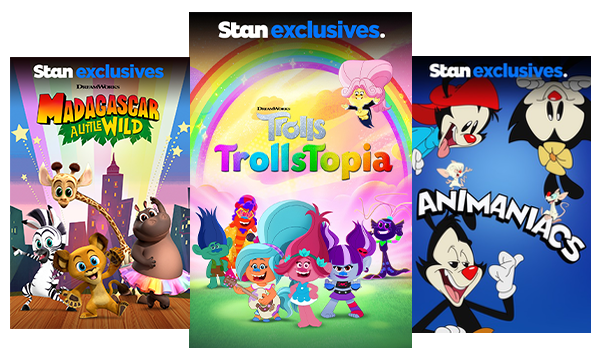 TV shows and movies for kids like Madagascar A Little Wild, Trolls: TrollsTopia and Animaniacs